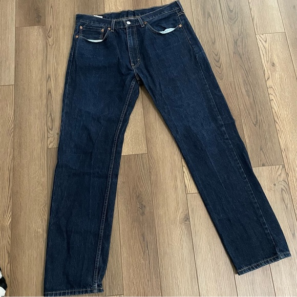 Levi’s 505 Dark Denim Wash Blue Jeans Regular Straight Fit - Picture 1 of 9